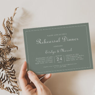 Boho Green Destination Floral Rehearsal Dinner  Invitation