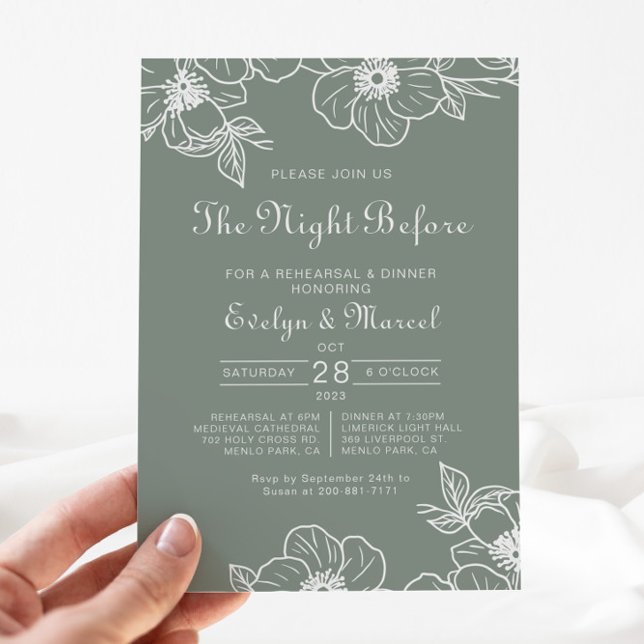 Boho Green Destination Floral Rehearsal Dinner  Invitation (Creator Uploaded)