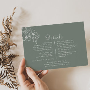 Boho Green Destination Floral Wedding Details  Enclosure Card