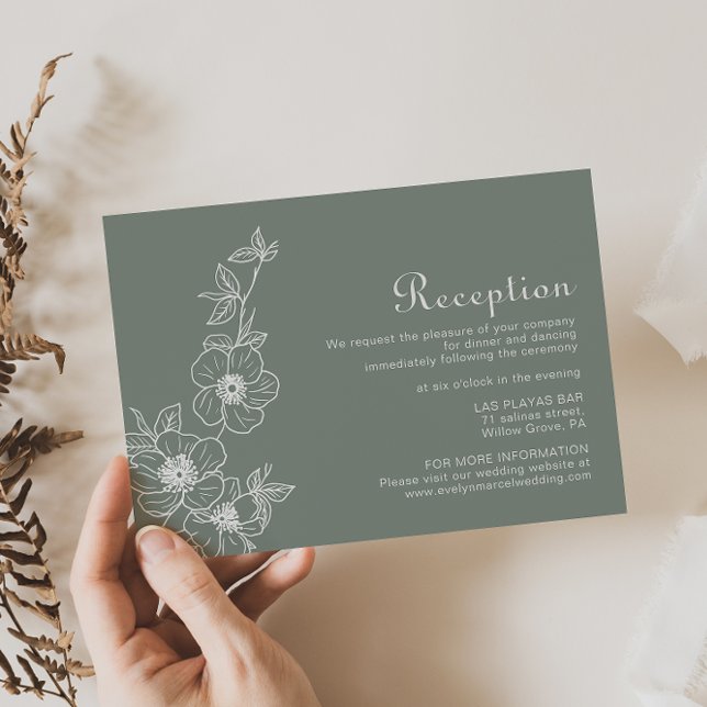 Boho Green Destination Floral Wedding Reception   Enclosure Card (Creator Uploaded)