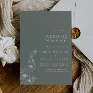 Boho Green Destination Floral Wedding Reception  Invitation