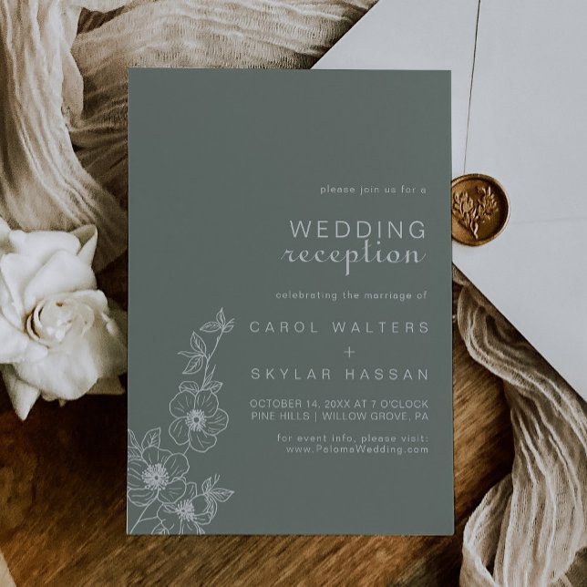 Boho Green Destination Floral Wedding Reception  Invitation (Creator Uploaded)