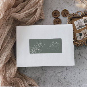Boho Green Destination Floral Wedding Return  Label