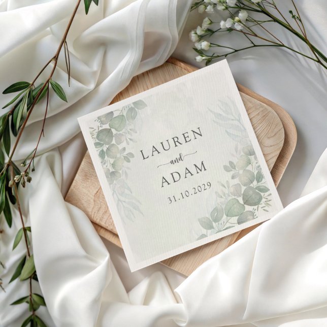 Boho Green Eucalyptus Botancial Wedding Napkin (Creator Uploaded)