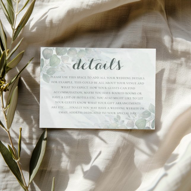 Boho Green Eucalyptus Wedding Details  Enclosure Card (Creator Uploaded)