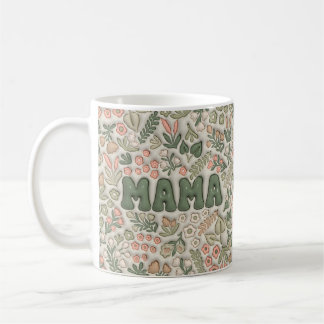 Boho Green Floral Pattern Mama Coffee Mug
