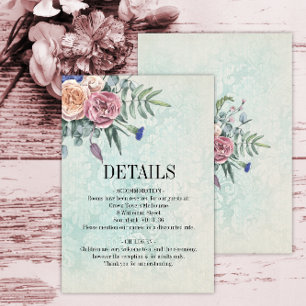 Boho Green Floral Wedding Details Enclosure Card