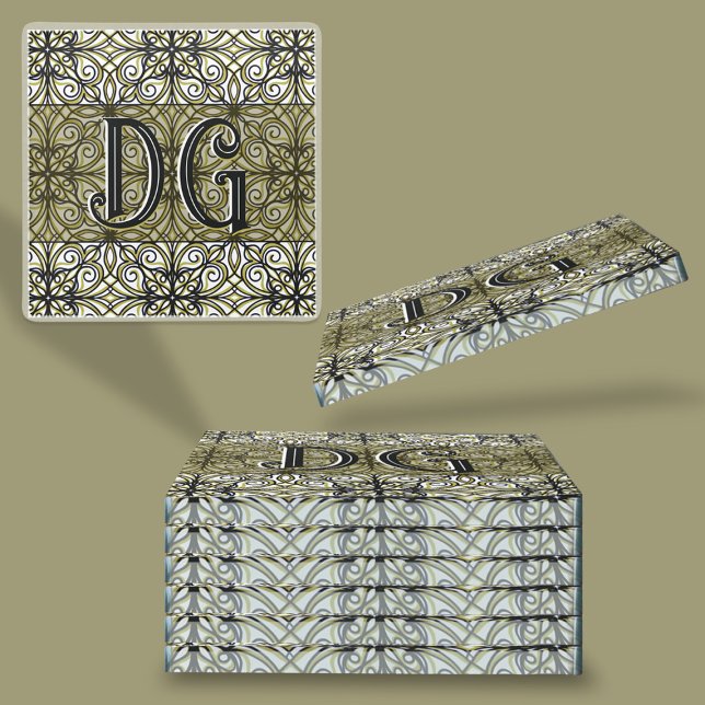 Boho Green Patterned Glass Coaster (Creator Uploaded)