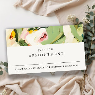 Boho Green Pink Painted Floral Apponitment Business Card