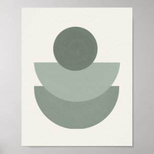 Boho Green Sage Mid Century Art Print