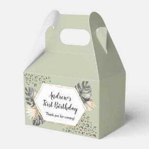 Boho Green Sage Wild One Birthday Party Favour Box