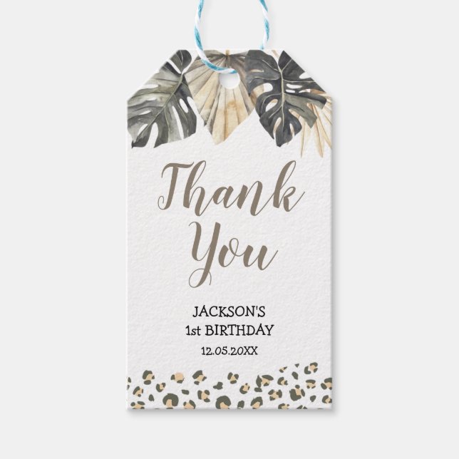 Boho Green Sage Wild One Thank You Tag (Front)