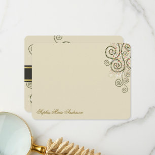 Boho Green Spirals Dots Decor Bat / Bar Mitzvah Thank You Card