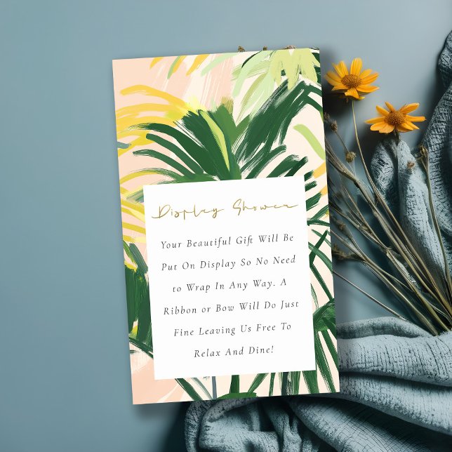 Boho Green Tropic Palm Display Shower Baby Shower Enclosure Card (Creator Uploaded)
