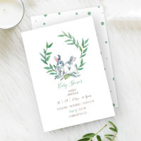 Boho Green Watercolor Bunny Baby Shower