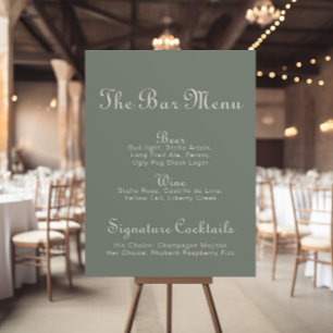 Boho Green Wedding Bar Menu   Poster