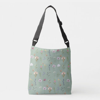 Boho Green Wildflower Tote Bag