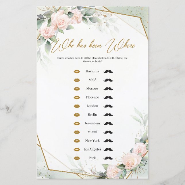 Boho greenery and blush floral Who Has Been Where  (Front)