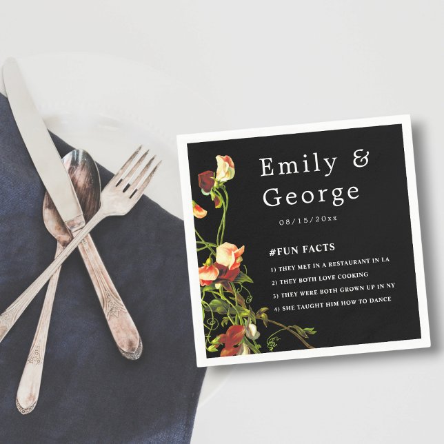 Boho Greenery Burgundy Roses Black Floral Wedding Napkin (Creator Uploaded)