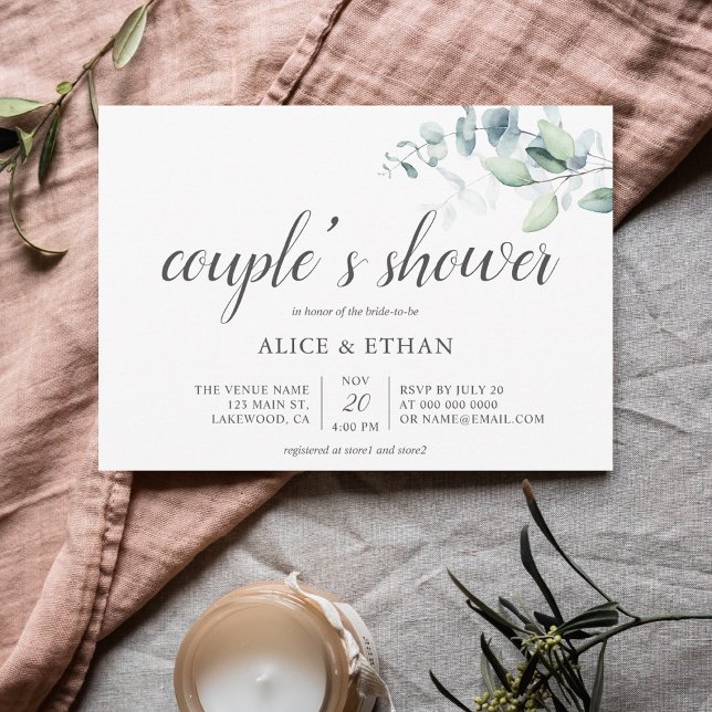 Boho Greenery Eucalyptus Couples Shower Invitation (Creator Uploaded)