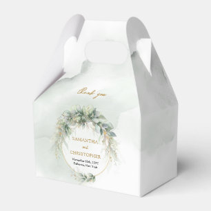 Boho greenery eucalyptus foliage gold frame favour box