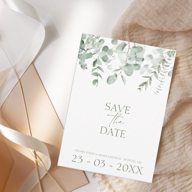 Boho Greenery Eucalyptus Wedding Save The Date (Creator Uploaded)