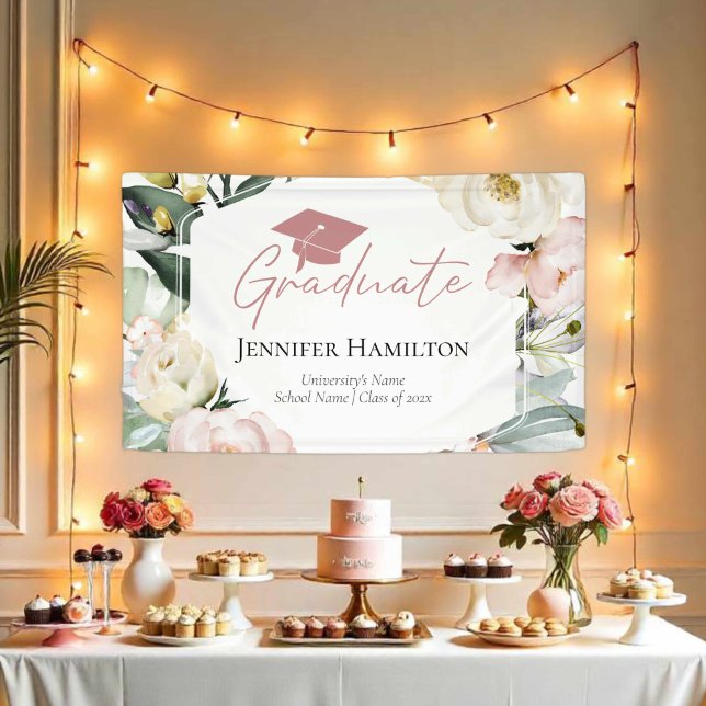 Boho Greenery Floral Frame Graduation Banner (Creator Uploaded)