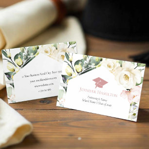 Boho Greenery Floral Frame Graduation Name Card