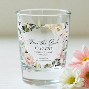 Boho Greenery Floral Frame Wedding Shot Glass