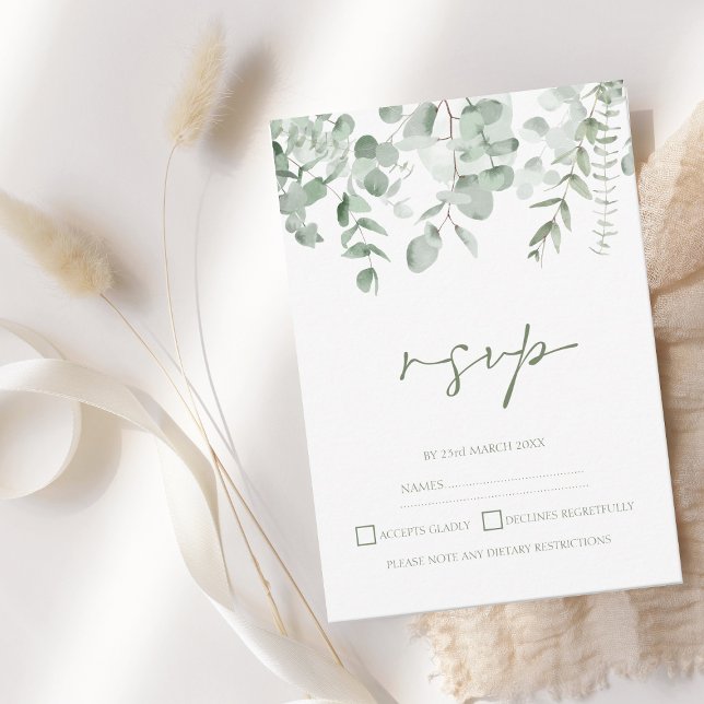 Boho Greenery Foliage Eucalyptus Wedding RSVP Card (Creator Uploaded)
