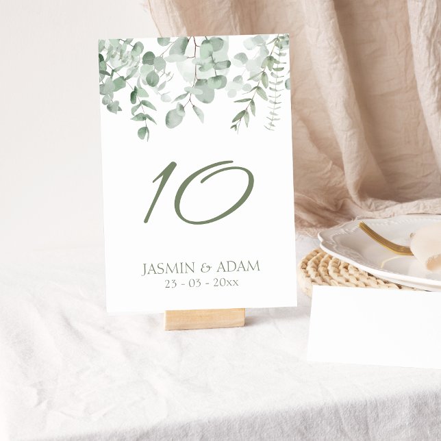 Boho Greenery Foliage Eucalyptus Wedding Table Number (Creator Uploaded)
