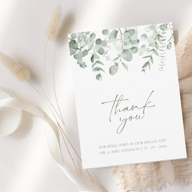 Boho Greenery Foliage Eucalyptus Wedding Thank You (Creator Uploaded)