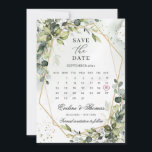 Boho greenery foliage gold frame month calendar save the date<br><div class="desc">Boho greenery foliage gold frame month calendar save the date,  Contact me for matching items or for customisation,  Blush Roses ©</div>