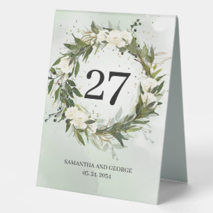 Boho greenery foliage olive wreath white roses