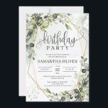 Boho greenery leaves gold geometric birthday party invitation<br><div class="desc">Boho greenery leaves gold geometric birthday party invitation,  Contact me for matching items or for customisation,  Blush Roses ©</div>