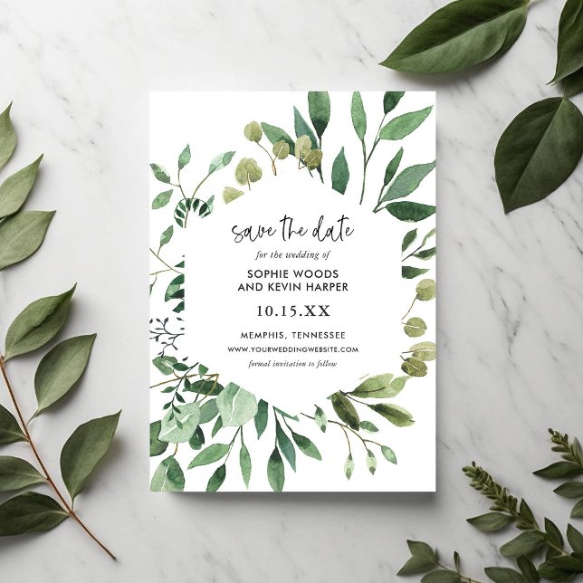Boho Greenery Magnetic Save the Date (Creator Uploaded)