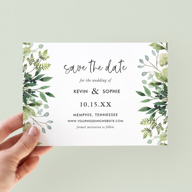 Boho Greenery Magnetic Save the Date (Creator Uploaded)