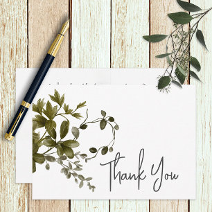 Boho Greenery Modern Floral Wedding Thank You Card