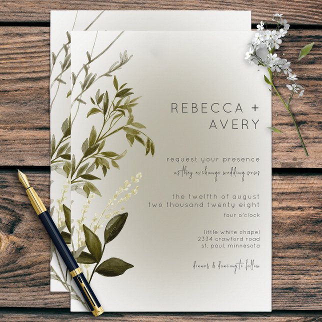 Boho Greenery Modern Wedding Invitation (Creator Uploaded)