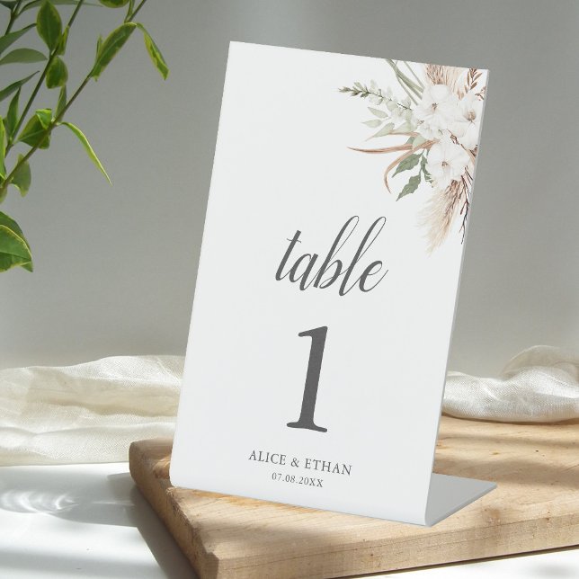 Boho Greenery Pampa Grass Wedding Table Pedestal S Pedestal Sign (Creator Uploaded)