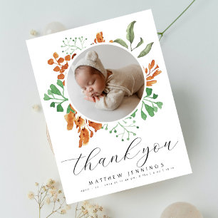 Boho Greenery Photo Baby Shower Thank You  Postcard