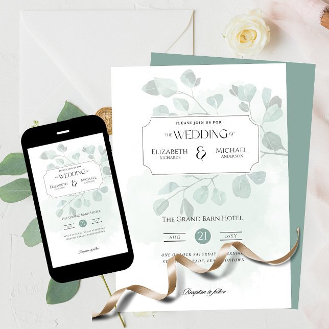 Boho Greenery Print or Download Wedding Invitation (Creator Uploaded)