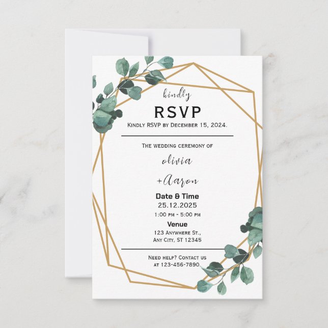 Boho Greenery RSVP Card Invitation (Front)