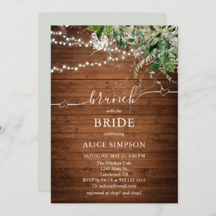 Boho Greenery Script Heart Brunch Bridal Shower In Invitation