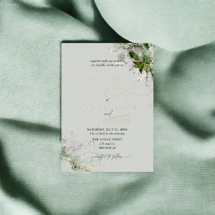 Boho Greenery Script Wedding Foil Invitation