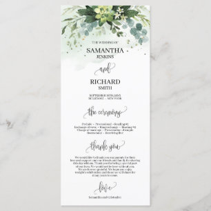 Boho greenery succulent eucalyptus wedding program