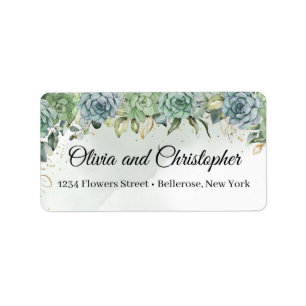 Boho greenery succulents eucalyptus gold frame label