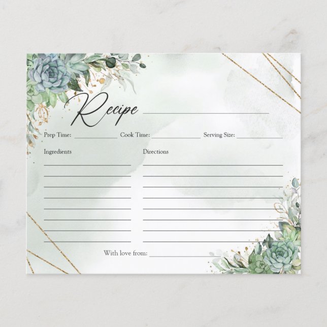 Boho greenery succulents eucalyptus gold recipe (Front)