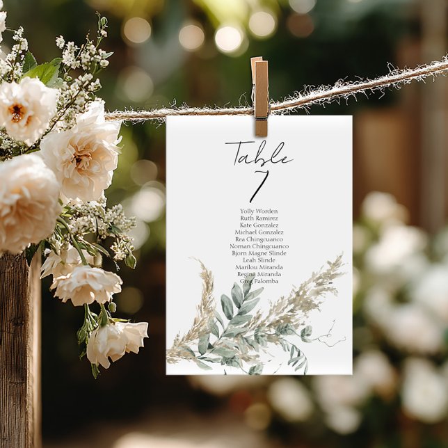 Boho greenery table number seating chart cards (Creator Uploaded)