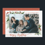 Boho Greenery Terracotta Rust Christmas Photo Holiday Card<br><div class="desc">This neutral boho style design features minimal winter greenery, with dry brush effect photo holder and text in trending boho palette colours. Add an optional message on the back or change the backer design (3 options available). QUICK TIP: To change the colour of the background/pattern/text to match with your photo...</div>